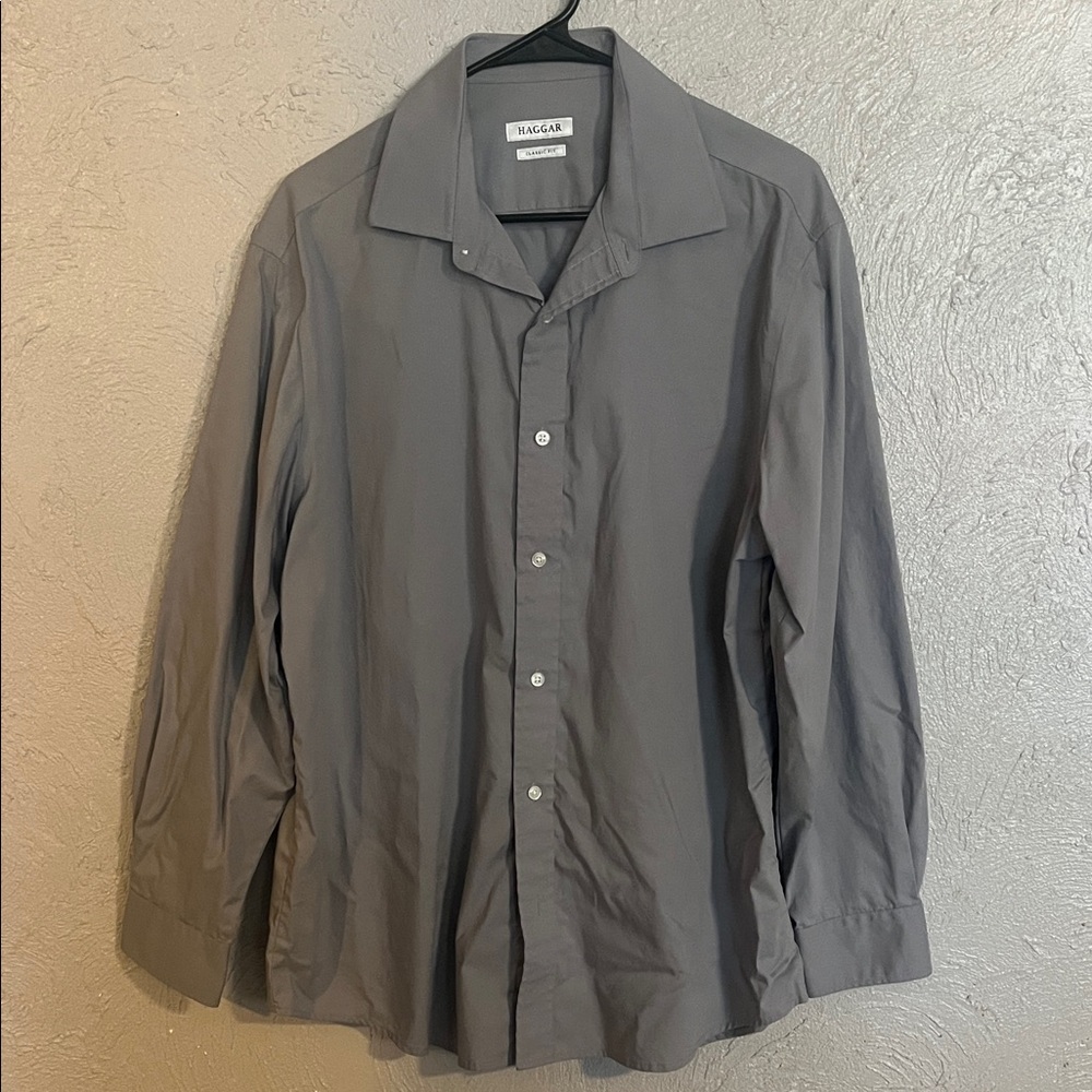 Haggar Men's Gray Button Down Shirt